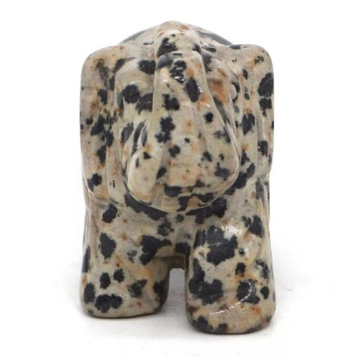 Natural Dalmatian Jasper gemstone Elephant- Small