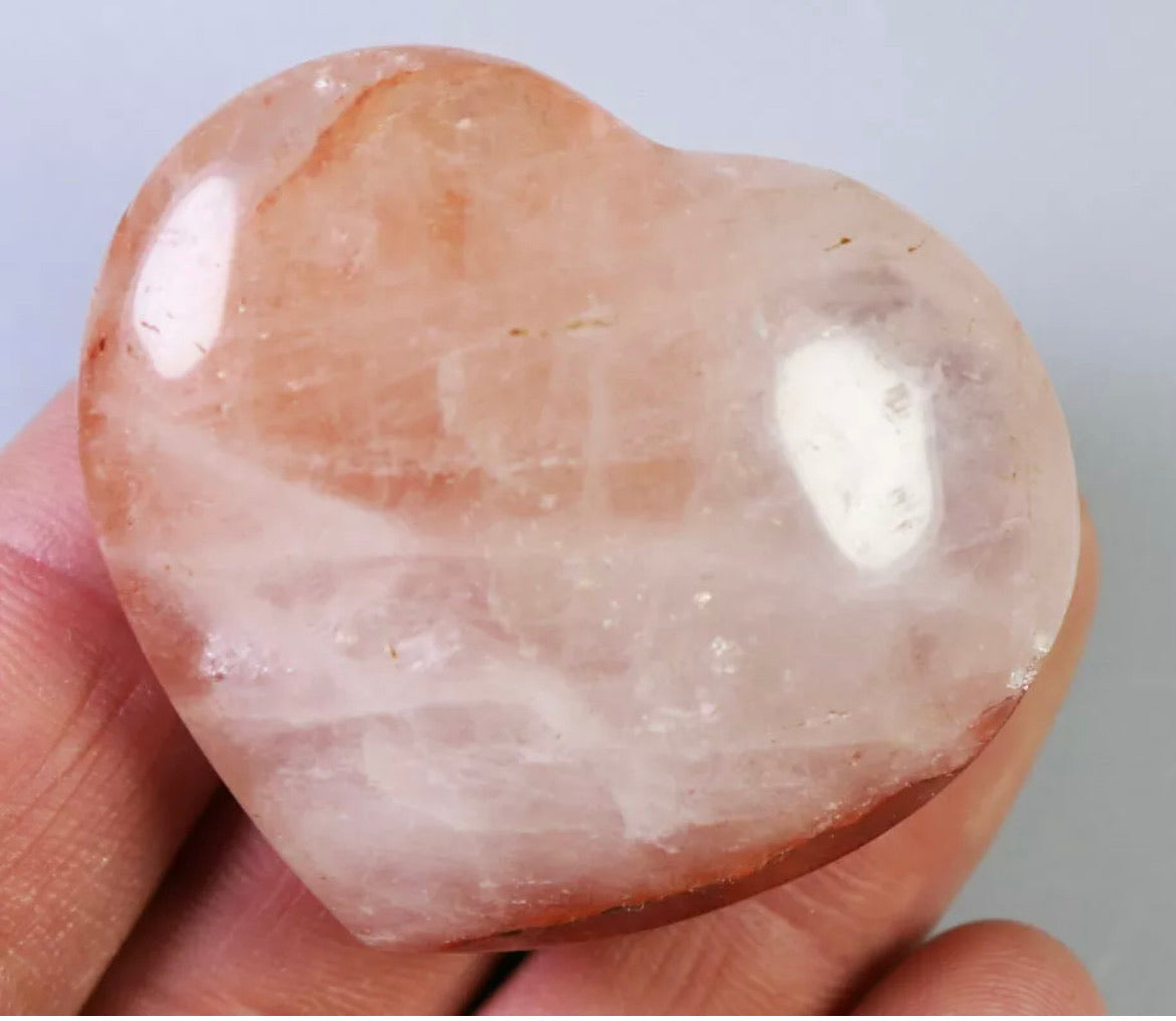 Natural Fire Hematoid Quartz Heart