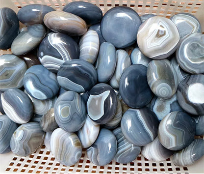 Natural Brazilian Blue Banded Agate Palm Stone