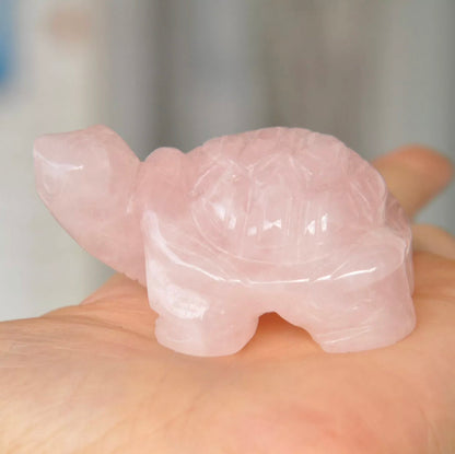 Natural Rose Quartz Turtle figurine