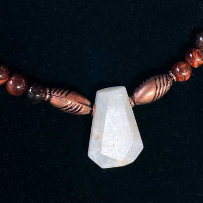 Moonstone and Tiger Eye gemstone beaded necklace