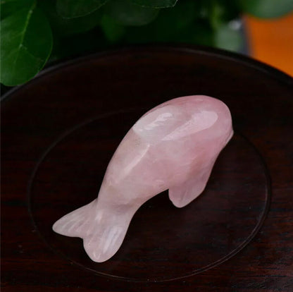 Natural Rose Quartz Dolphin