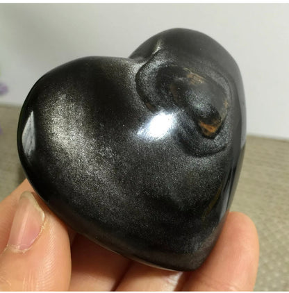 Natural Silver Obsidian heart