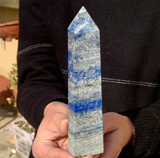 Natural Rock Lapis Lazuli Gemstone Quartz Crystal Stone Tower Point Obelisk