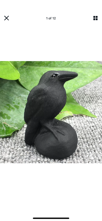 Natural Black Obsidian Raven Crow