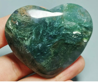 NATURAL Moss Agate heart