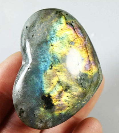 Natural Labradorite Heart Polished Rock Quartz Crystal Love Healing