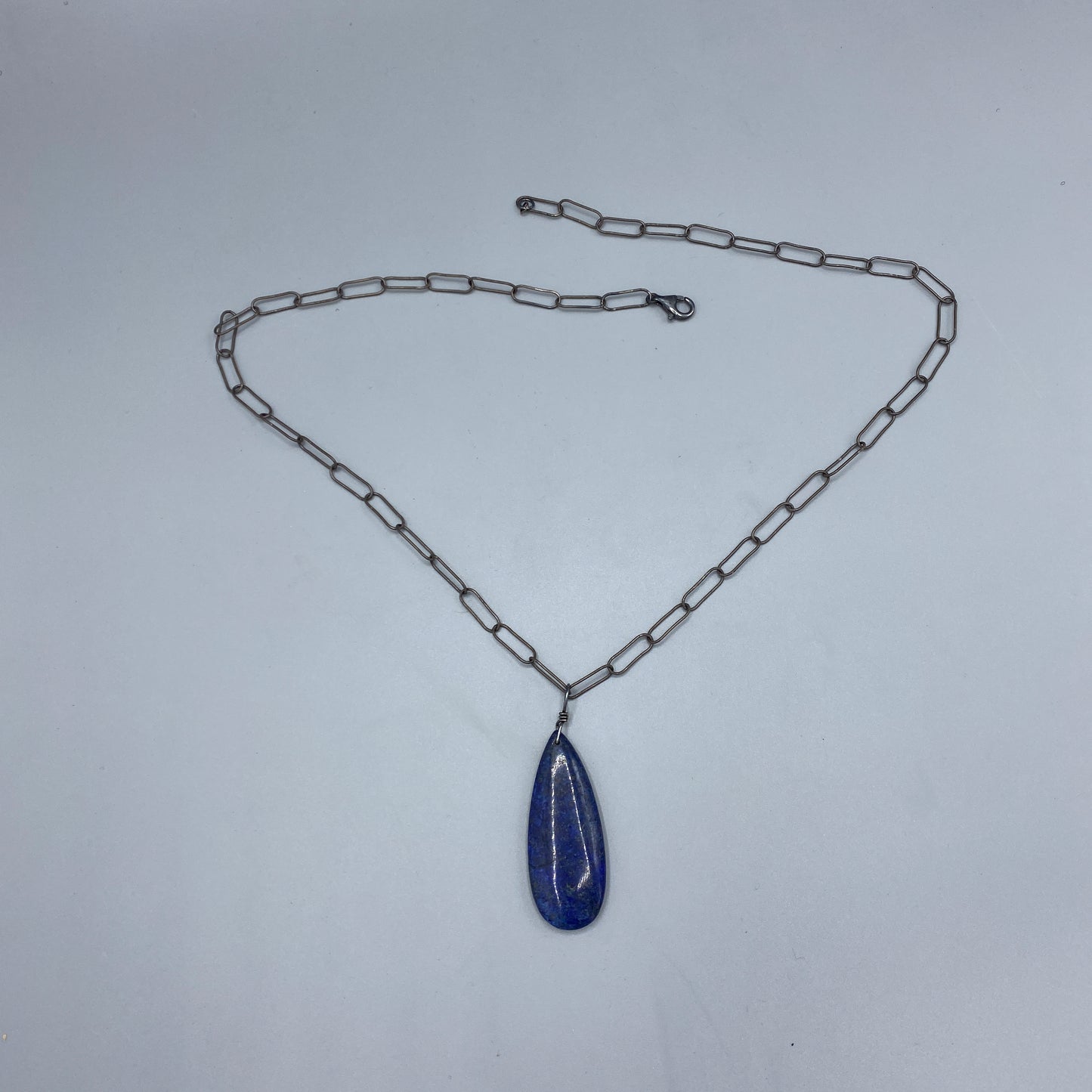 Lapis Lazuli Gemstone pendant on Silver chain necklace