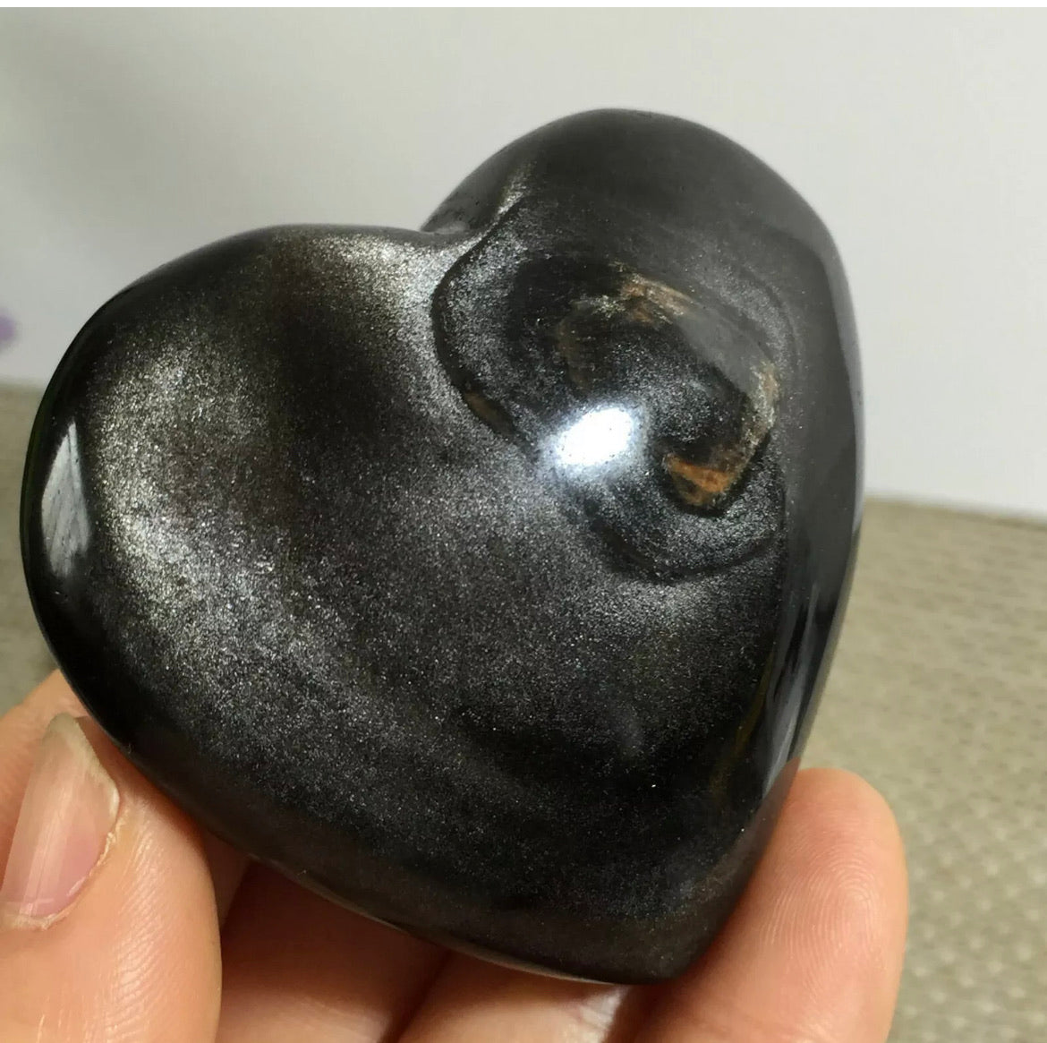 Natural Silver Obsidian heart