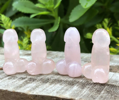 Natural Rose Quartz gemstone Penis (Mini)