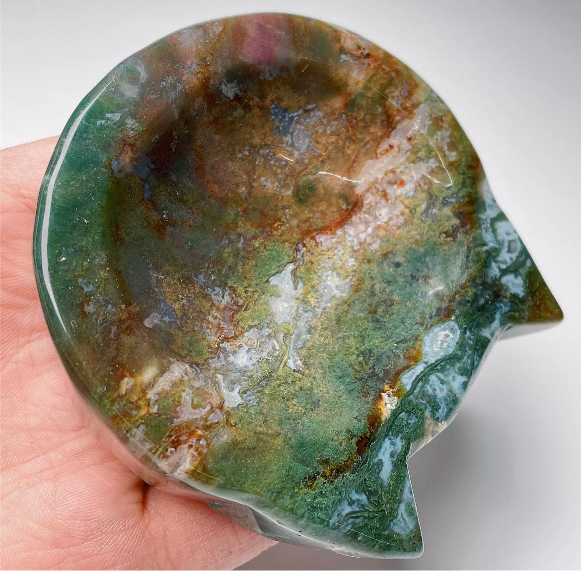 Natural Red Moss Agate Jewelry Dish