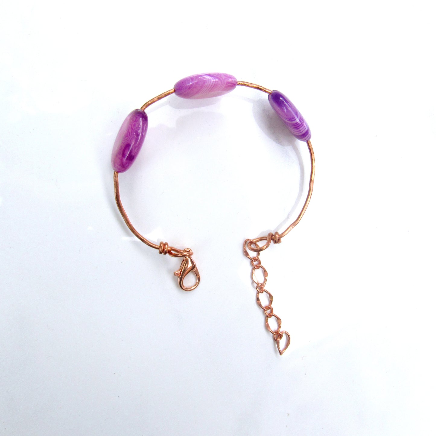 Pink Banded Agate gemstone Bracelet on Copper