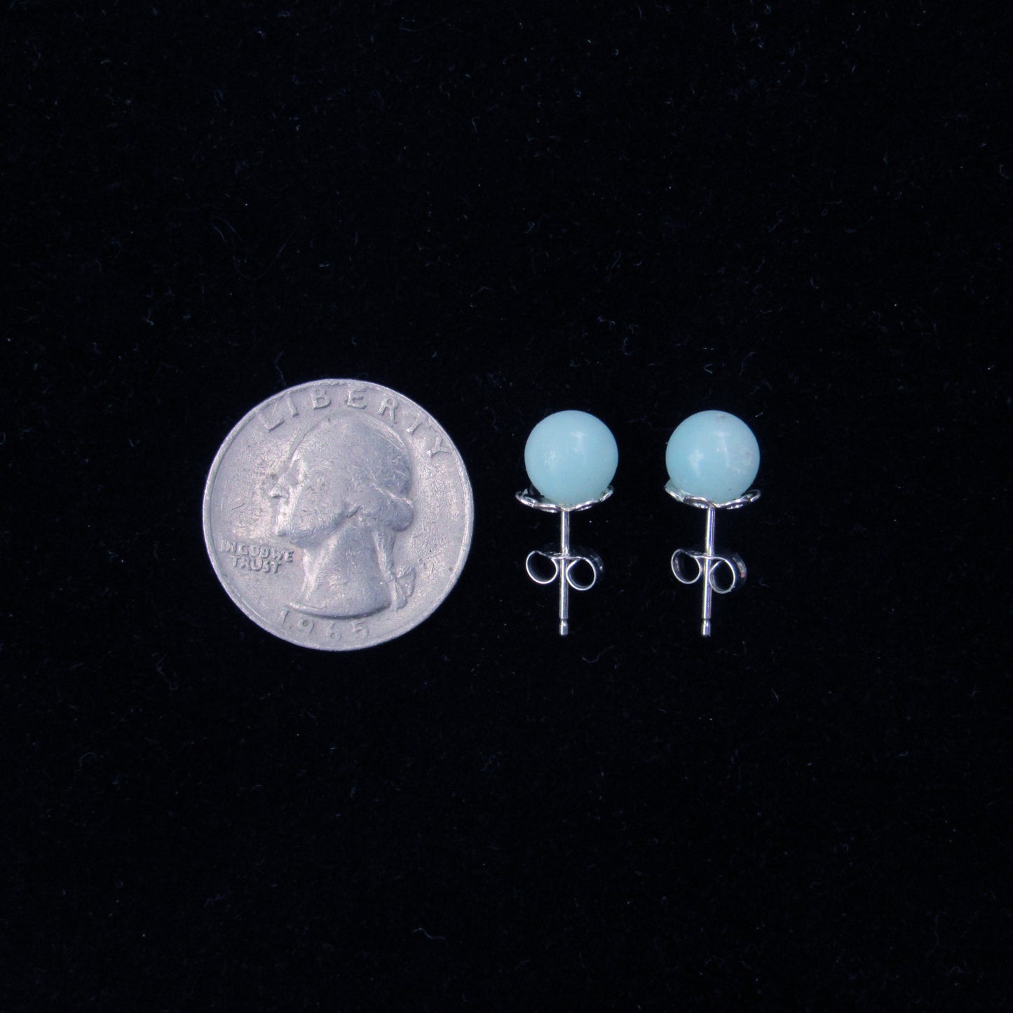 Aquamarine Gemstone stud earrings on Sterling Silver