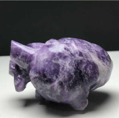 Natural lepidolite aka lilac stone Crystal Mineral Specimen. Hand-carved.Exquisite Heart organ gemstone semiprecious