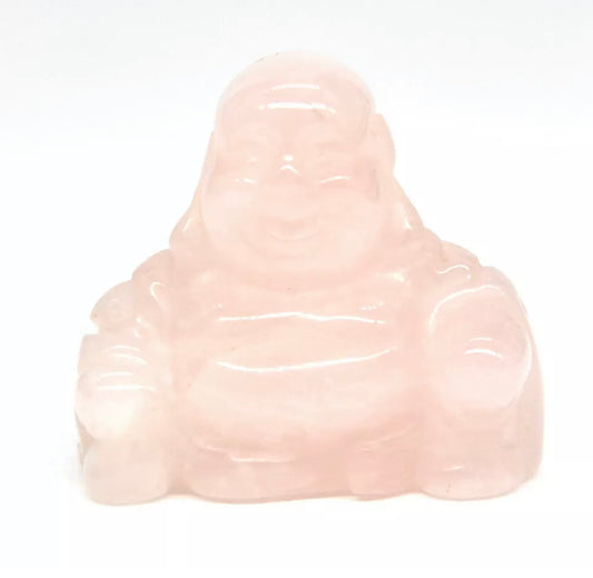 Natural Rose Quartz Crystal Laughing Buddha