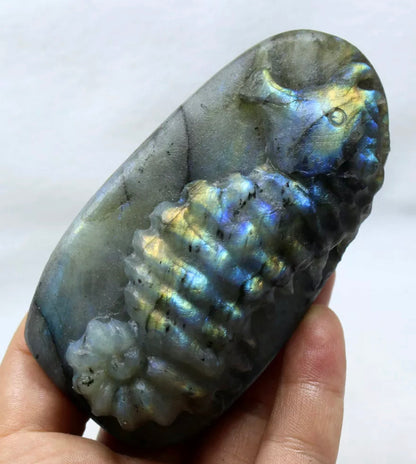 Natural labradorite seahorse