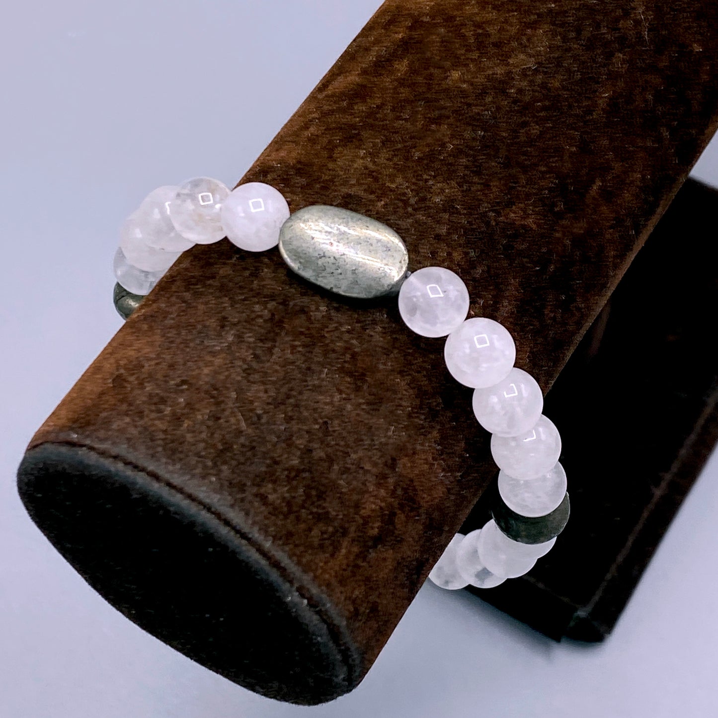 Angola Quartz and Pyrite gemstone stretch Bracelet