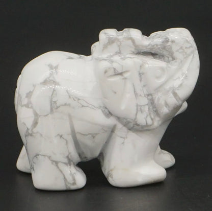 Natural Howlite gemstone carved Elephant