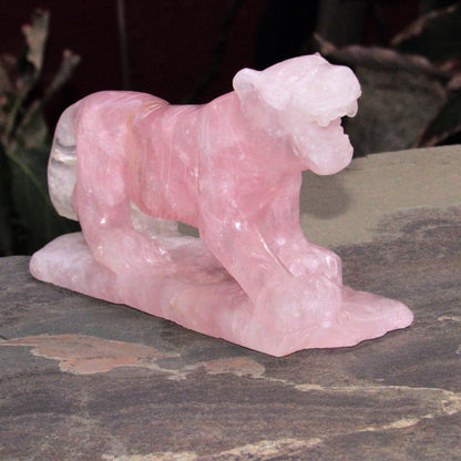 Rose Quartz Gemstone carved Tiger