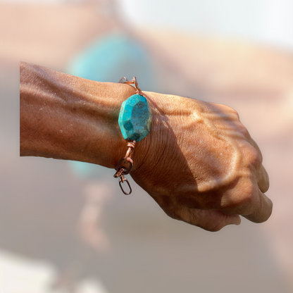 Turquoise gemstone and Copper chain bracelet