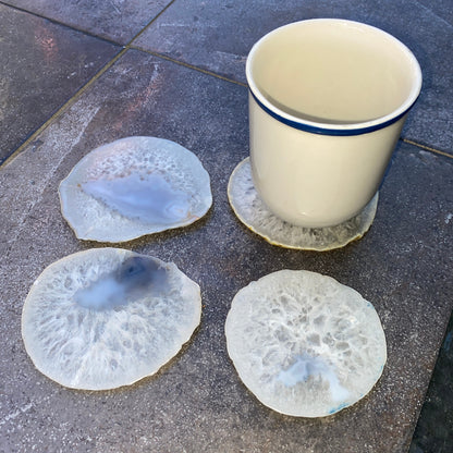 Natural Sliced Agate gemstone Coaster Set