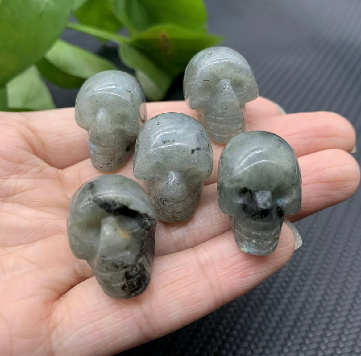 Natural Labradorite Mini Skull gmestone crystal Figurine