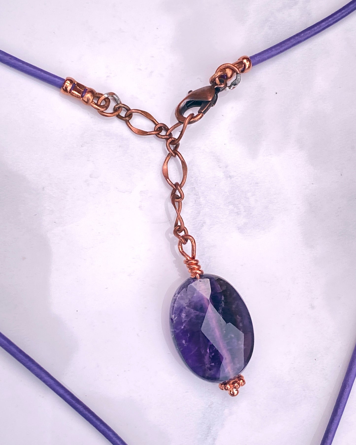 Amethyst gemstone Leather Necklace