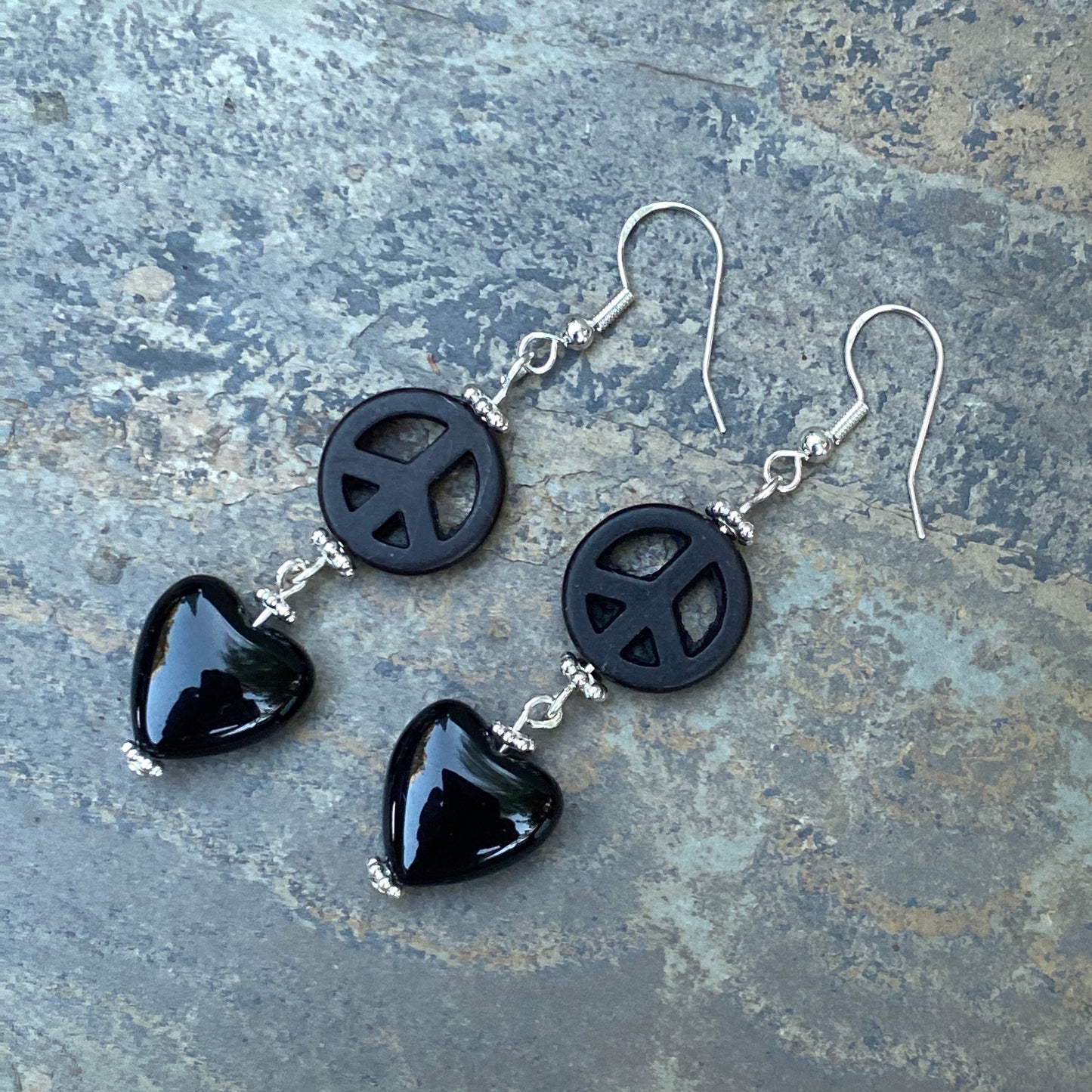 Peace and Hearts Gemstone Earrings