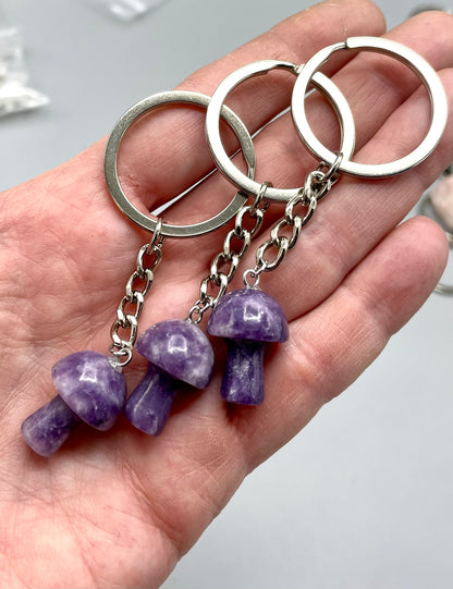 Lepidolite Mushroom Keychain