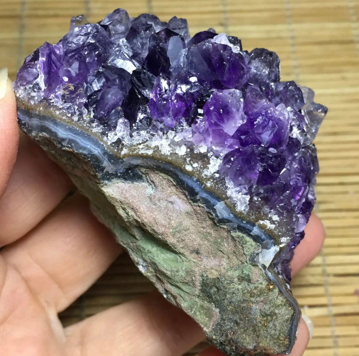 Natural Amethyst geode quartz cluster crystal specimen energy