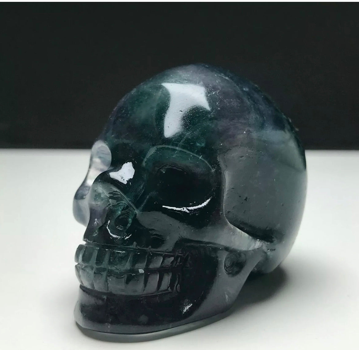 Fluorite gemstone carved Skull