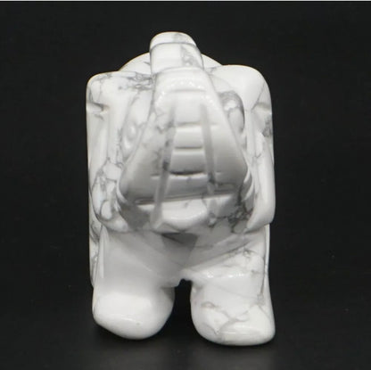 Natural Howlite gemstone carved Elephant