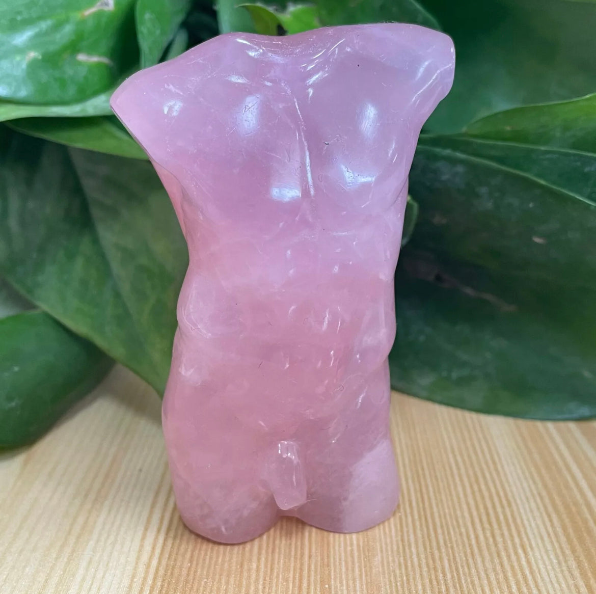 Genuine Natural pink rose quartz male model carved crystal