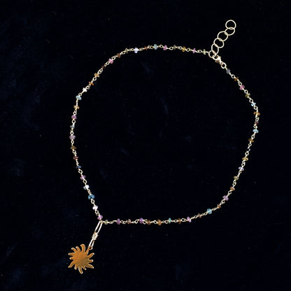 Gold Sun on Mixed Tourmaline Necklace