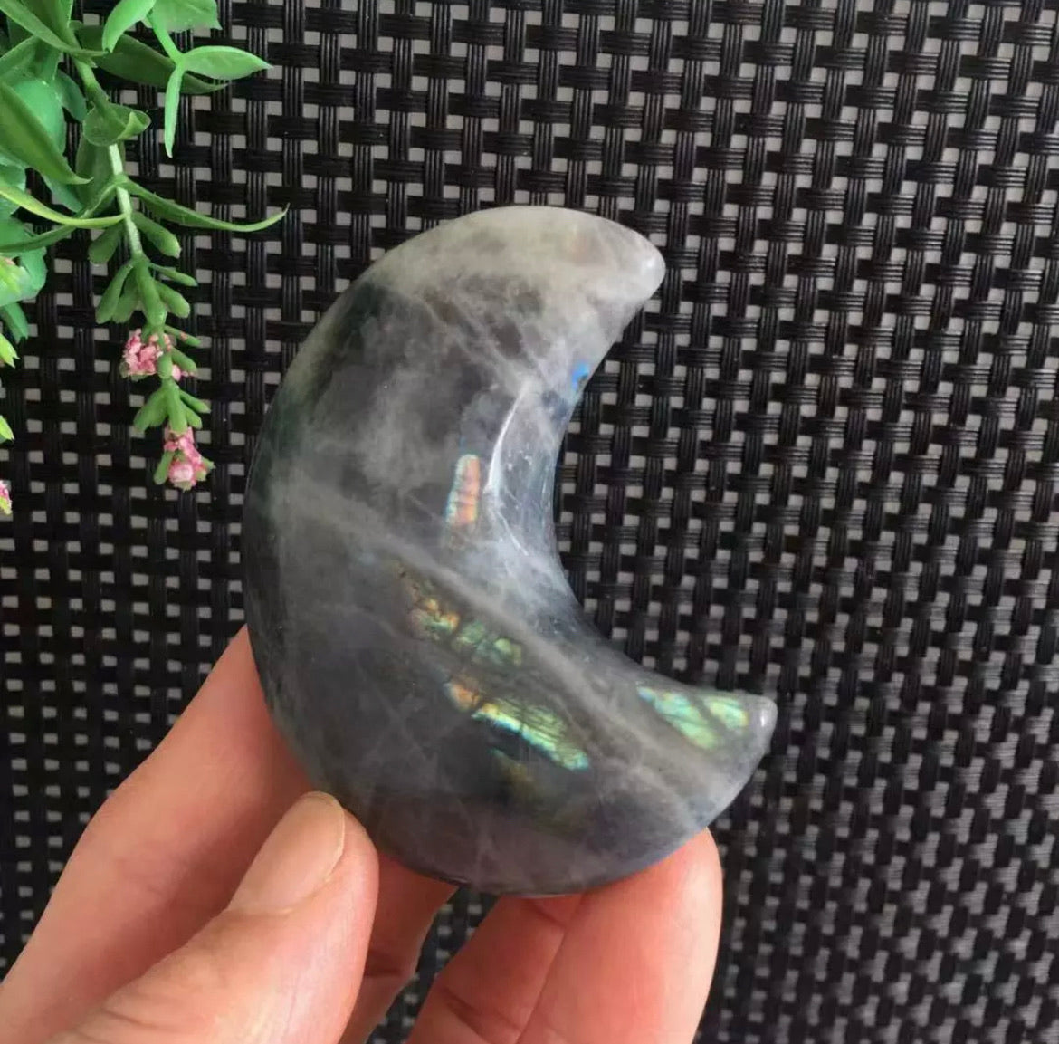 Natural Labradorite Crescent Moon