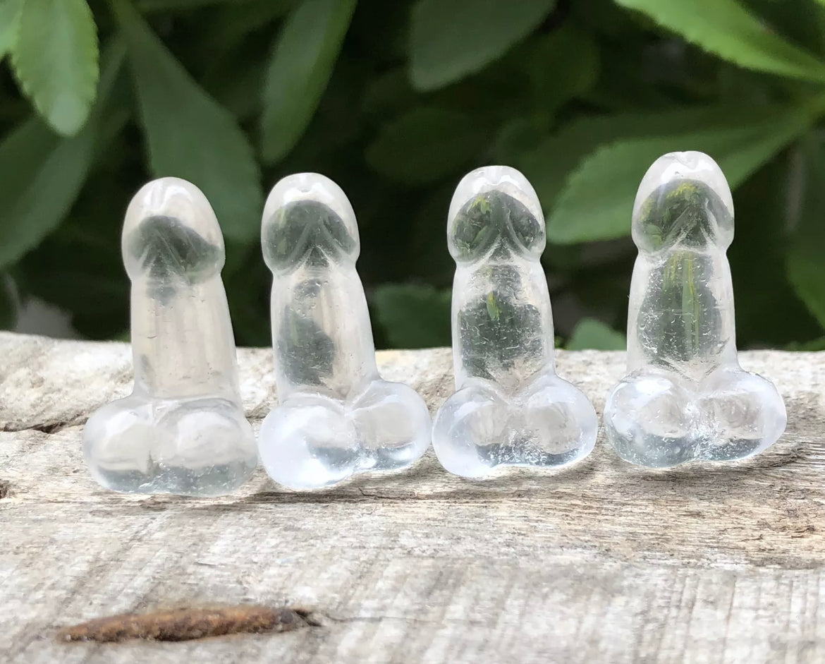 Natural Clear Quartz gemstone carved  Penis