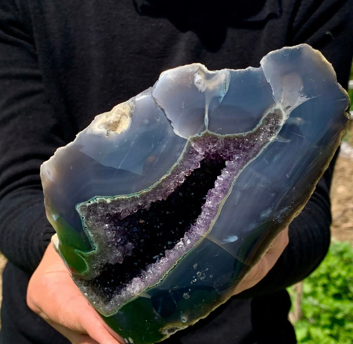 Natural Amethyst gemstone geode crystal cluster