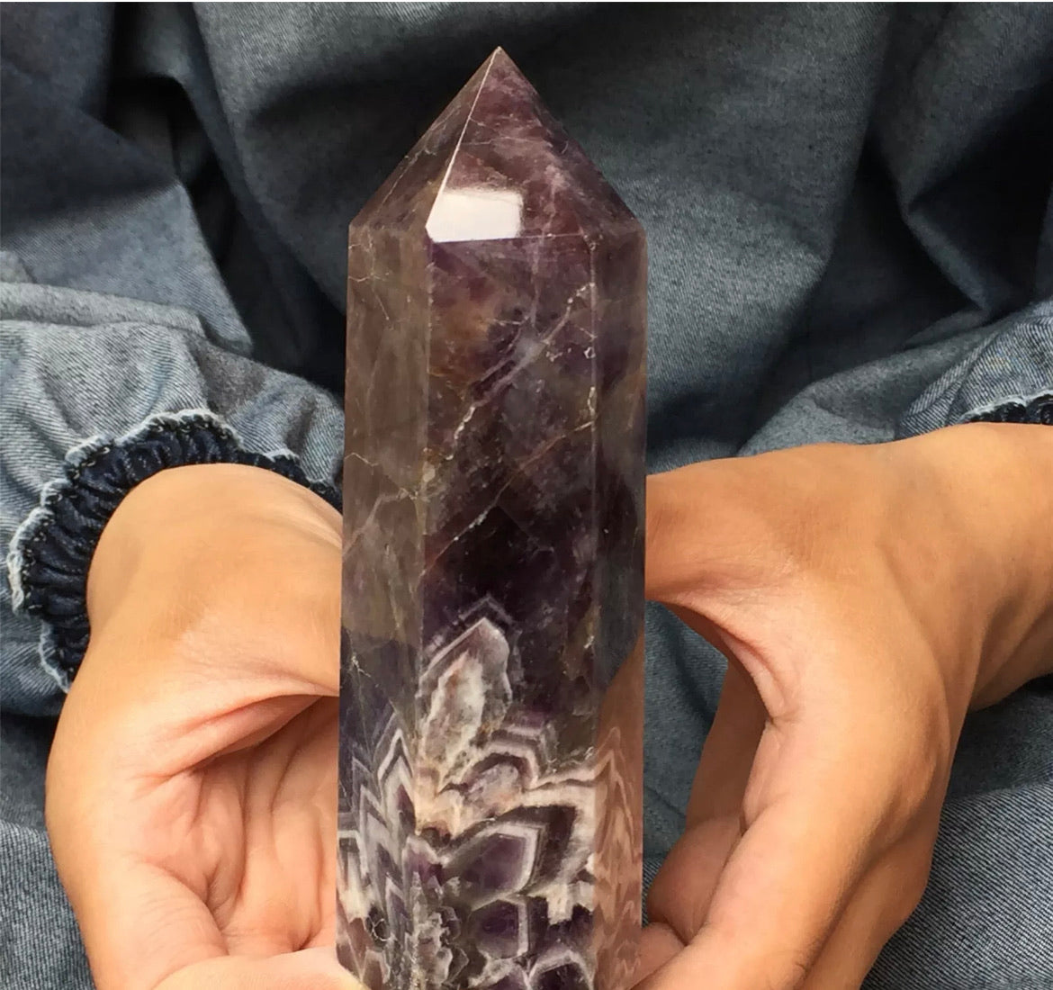 Natural Amethyst gemstone Tower Point Obelisk