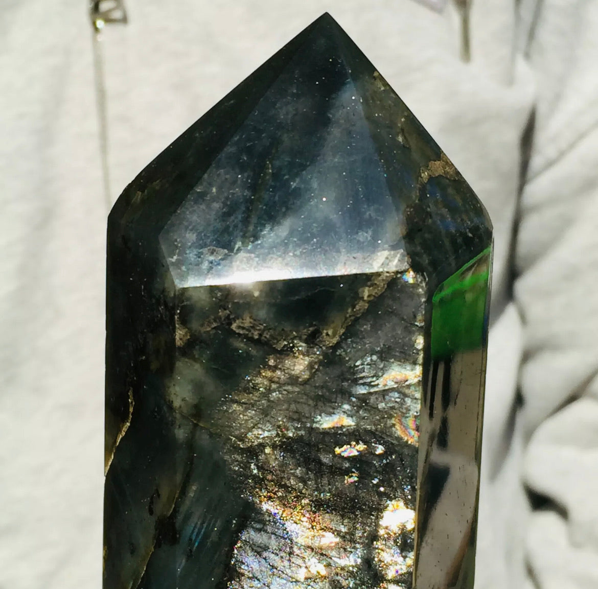 Natural Labradorite Tower Point healing energy obelisk