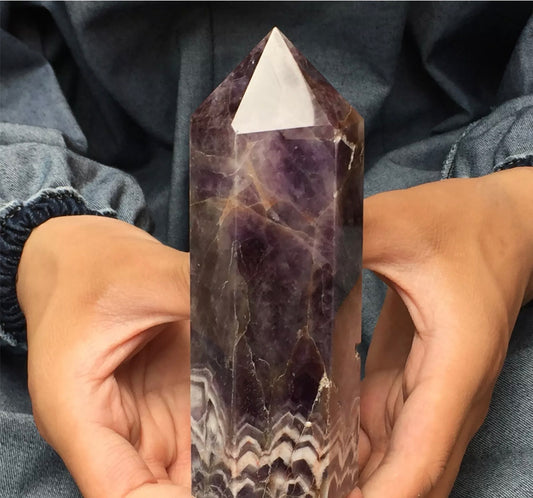 Natural Amethyst gemstone Tower Point Obelisk