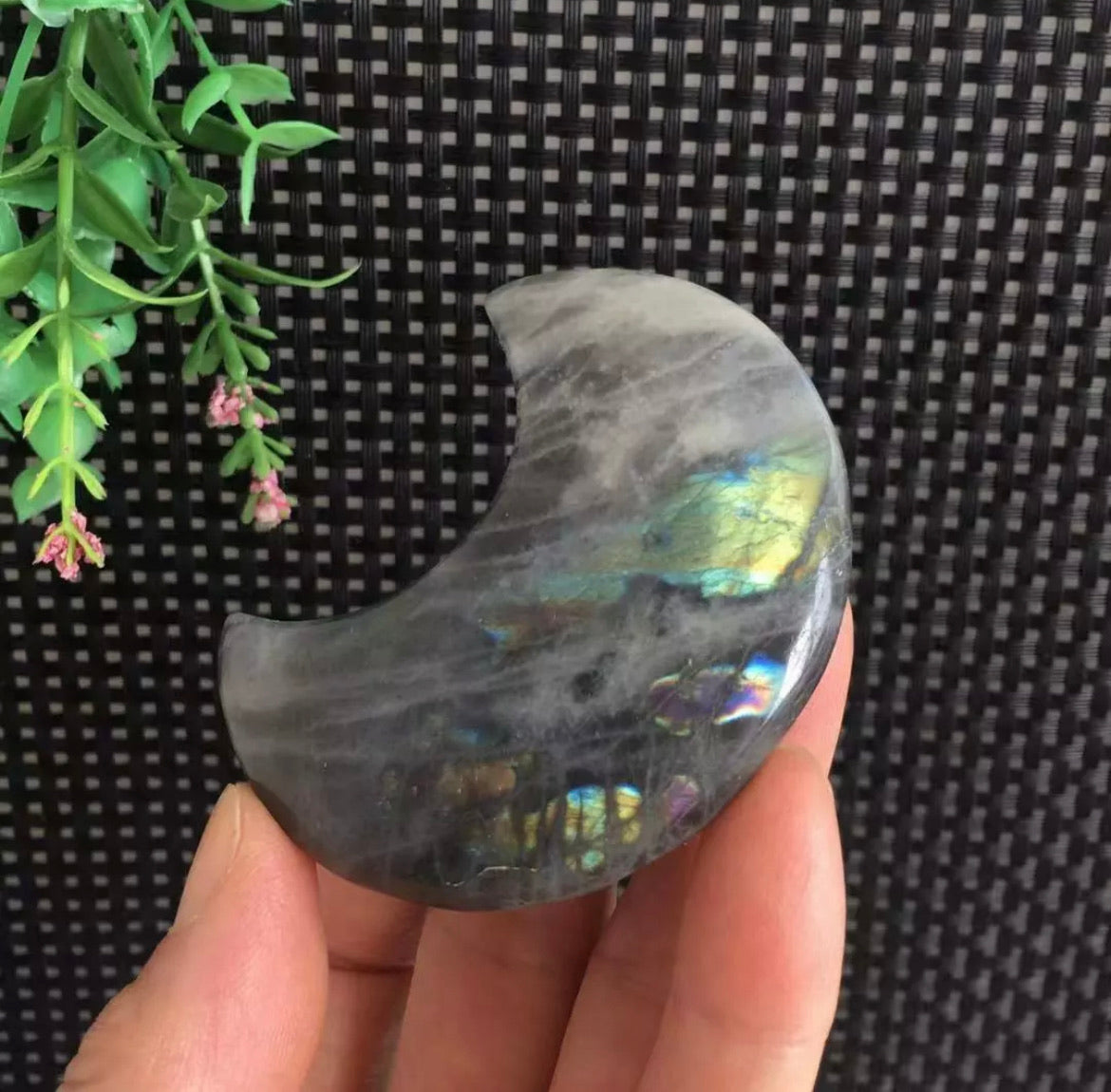 Natural Labradorite Crescent Moon