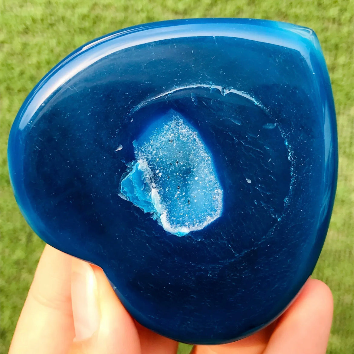 Blue Agate Geode Heart