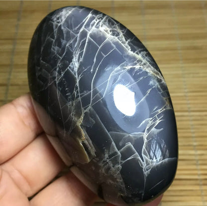 Natural grey moonstone healing palm stone