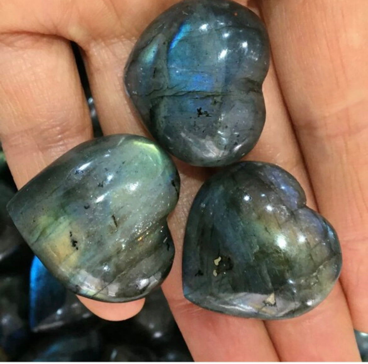 Labradorite Puffy Hearts