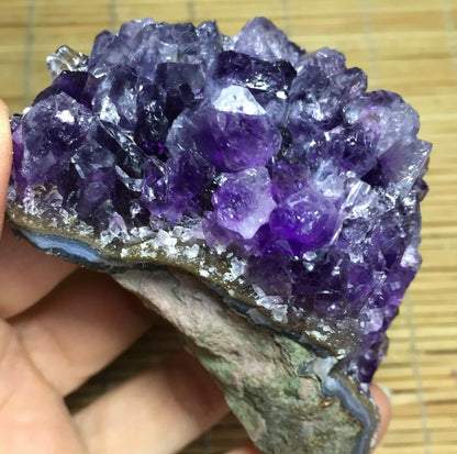 Natural Amethyst geode quartz cluster crystal specimen energy