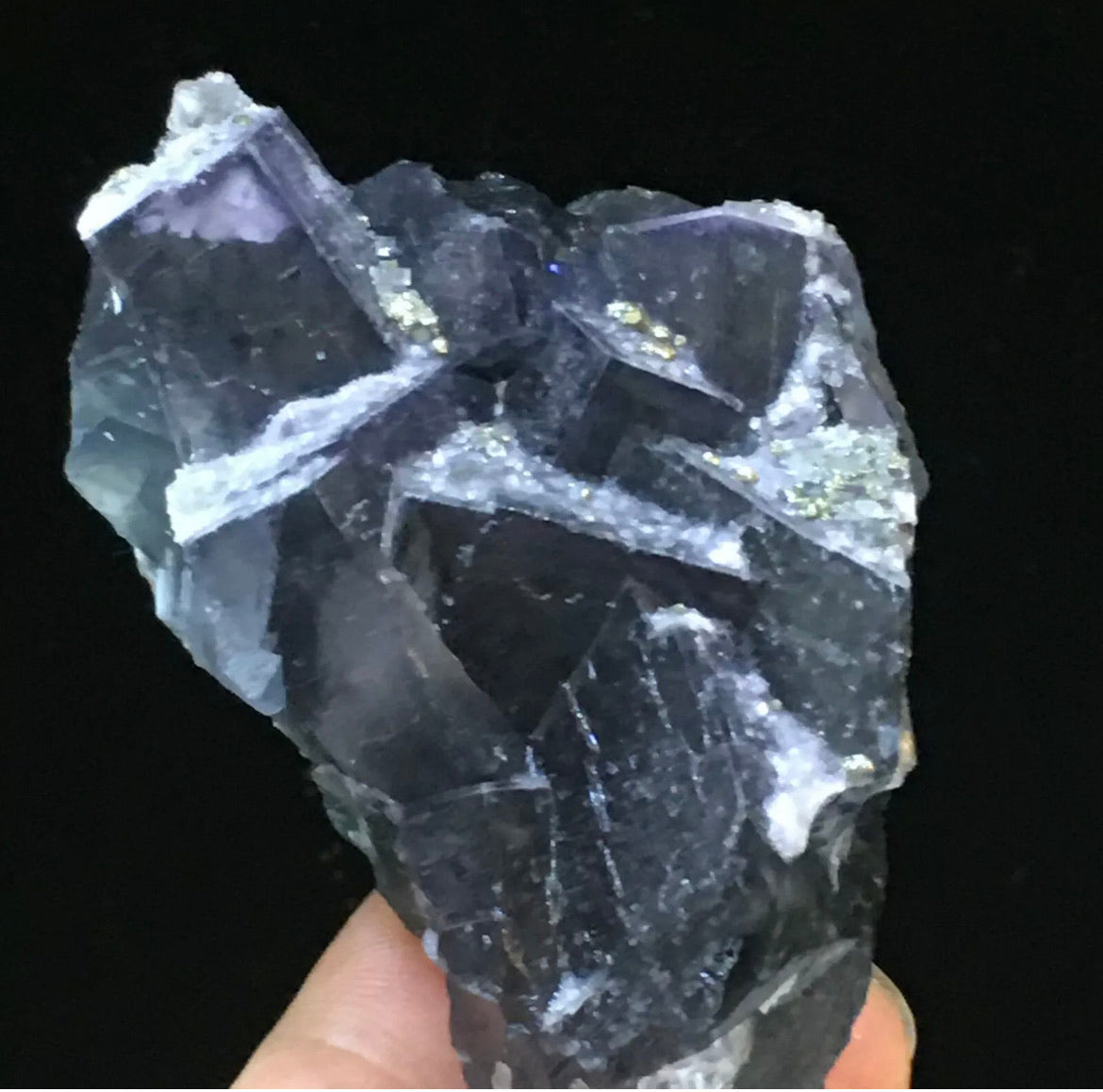 Natural Translucent Blue Trapezoidal Fluorite Pyrite Collectors Piece