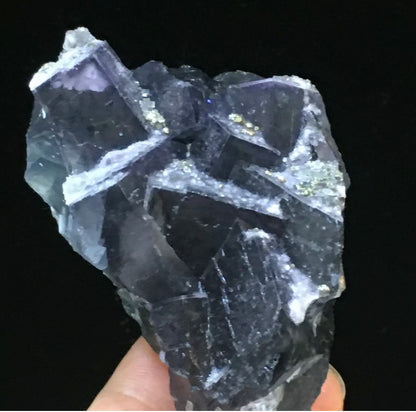 Natural Translucent Blue Trapezoidal Fluorite Pyrite Collectors Piece