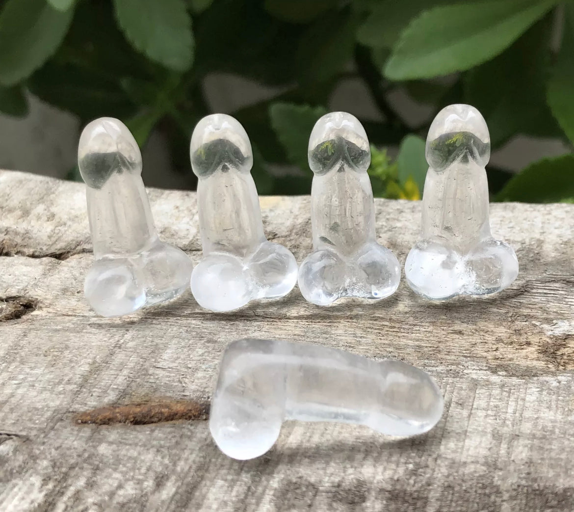 Natural Clear Quartz gemstone carved  Penis