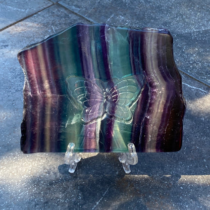 Natural Rainbow Fluorite Butterfly With Stand