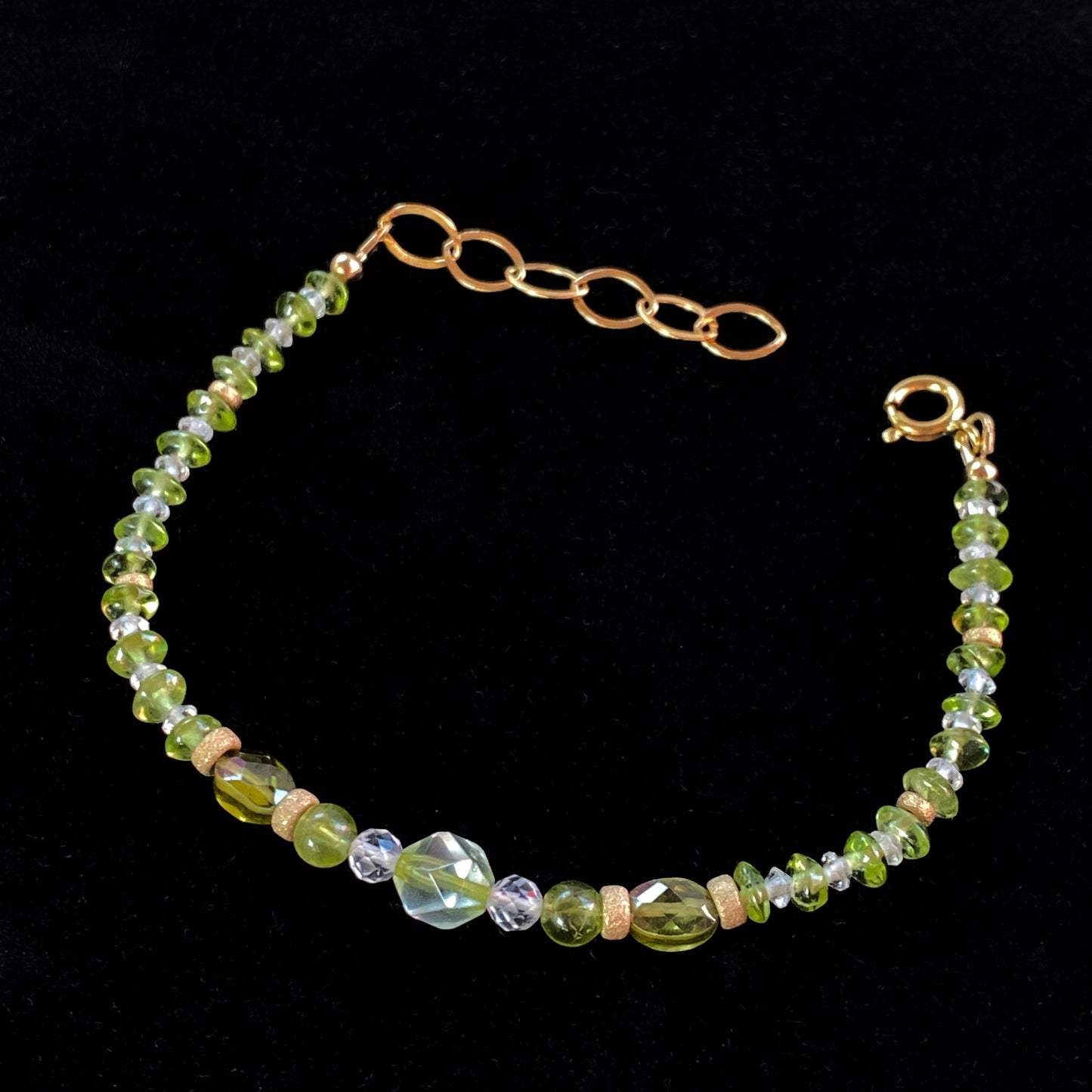 Peridot, Green Topaz, White Topaz, and Gold Fill